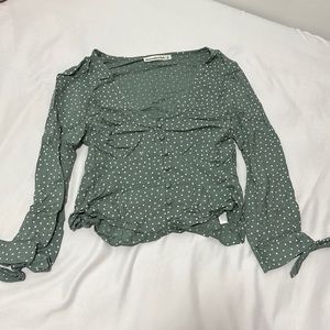 A&F Green Polka Dot Blouse (size S)